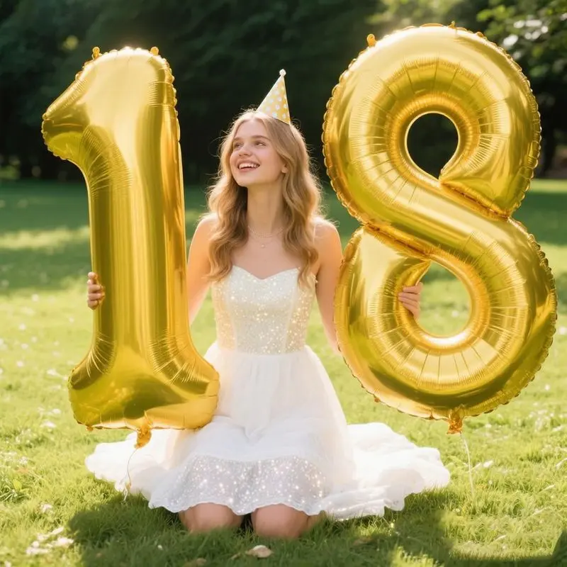 2-piece 32inch gold number 18 balloon set, suitable for 18th birthday party decorations, anniversary celebration balloons, special occasion decorations, elegant balloons, reusable balloons, durable balloons, event planners, party organizers