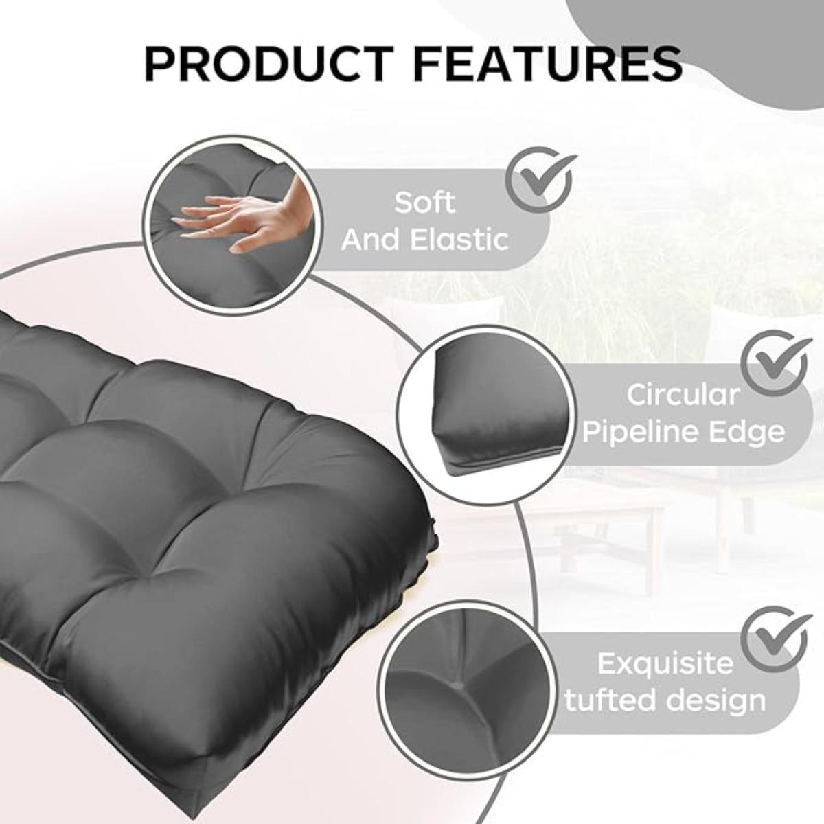 DANGHOOGY Outdoor Bench Cushions, Waterproof Patio Loveseat Cushions for Outdoor Furniture, Thick Love Seat Bench Cushions, 44" x 19" x 5", Grey