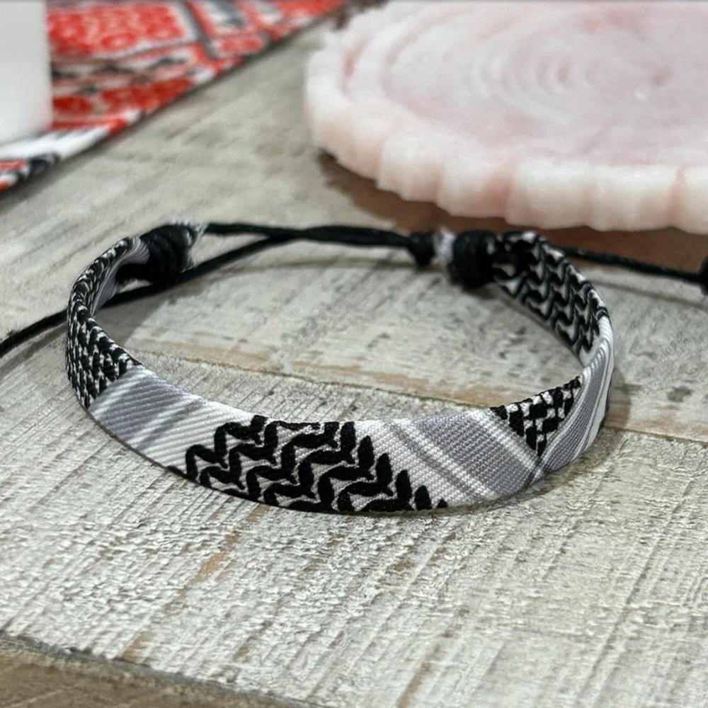 Palestine Kuffayah Braid Bracelet, Adjustable Braided