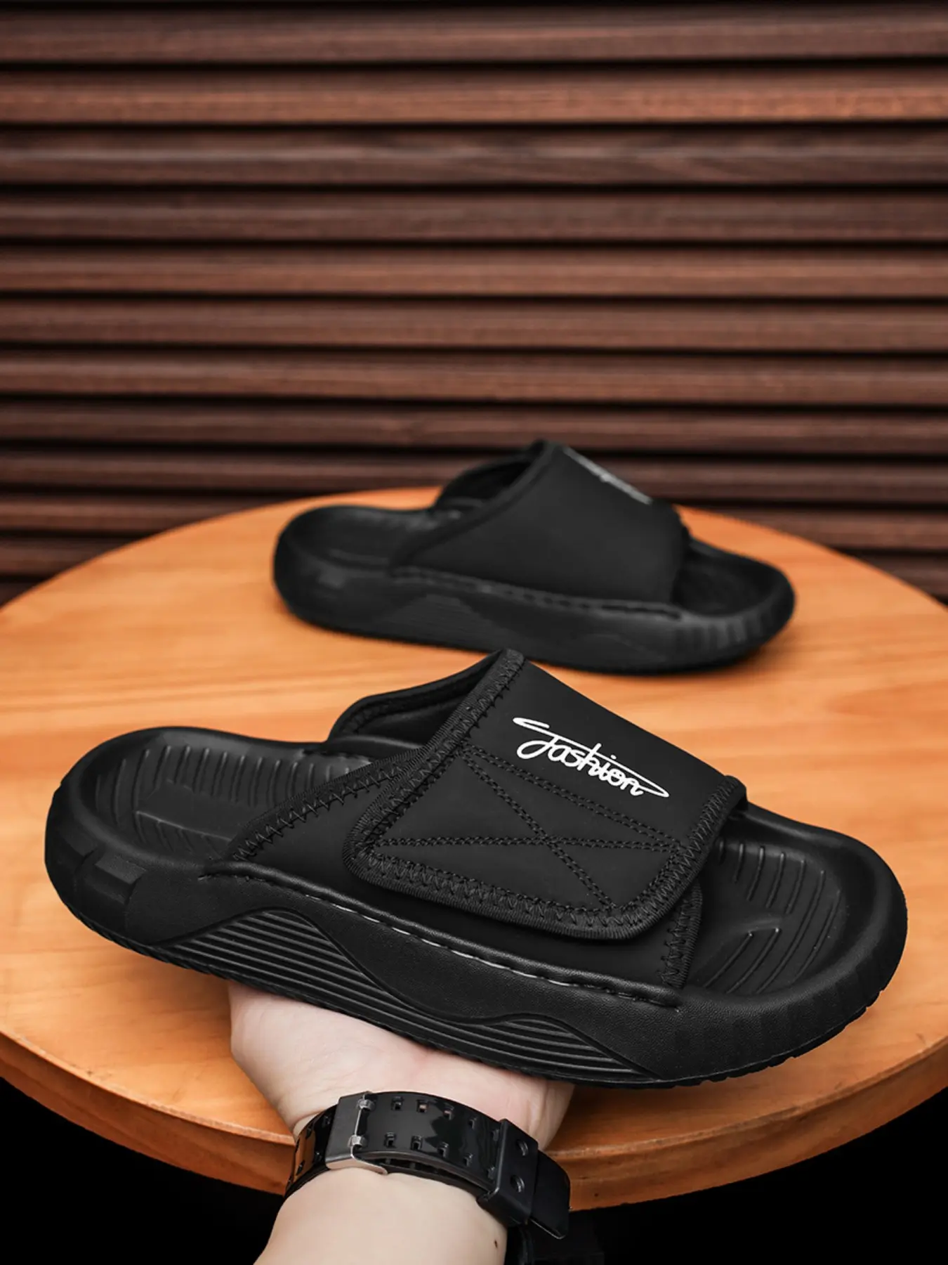 Men's Fashion Slippers Slides, Athletic Outdoor Casual, Lightweight Non-Slip Wide Width, Microfiber Leather, Plus Size, Travel Beach Vacation Walking Casual Summer Shoes Footwear
