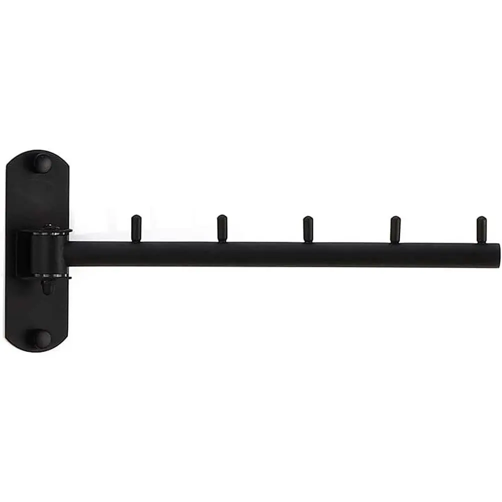 Heavy Duty Stainless Steel Folding Wall-Mounted Clothes Hanger Rack with 180° Swing Arm Coat Hook, Indoor Use Space Saver for Bathroom, Bedroom