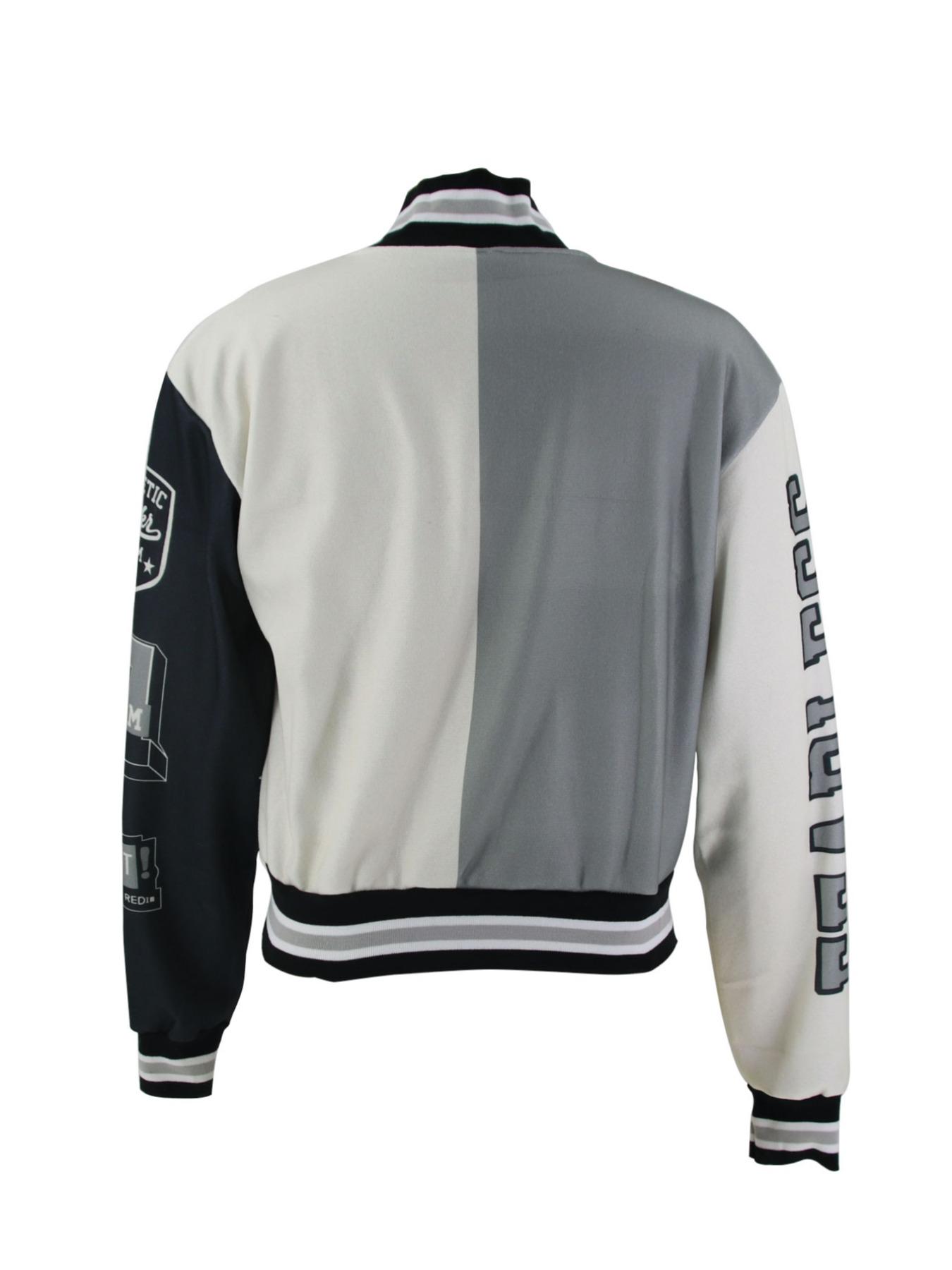 Women's Colorblock Letter & Striped Print Button Varsity Jersey Fitted Jacket, Casual Drop Shoulder Mock Neck Long Sleeve Outerwear, Ladies Spring & Fall Clothes