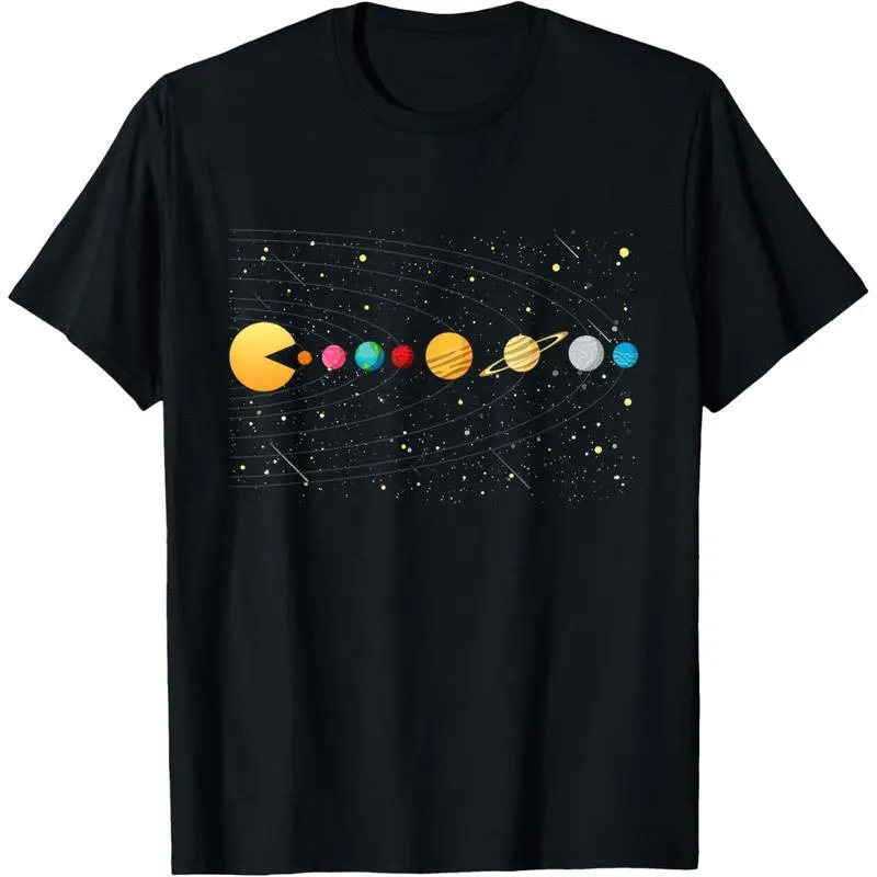Women's Casual Tops with Astronaut Video Game Graphic, 100% Cotton Shortsleeve T-Shirt, Soft Fabric for Summer Daily Wear, Round Neck, Natural, Fashion