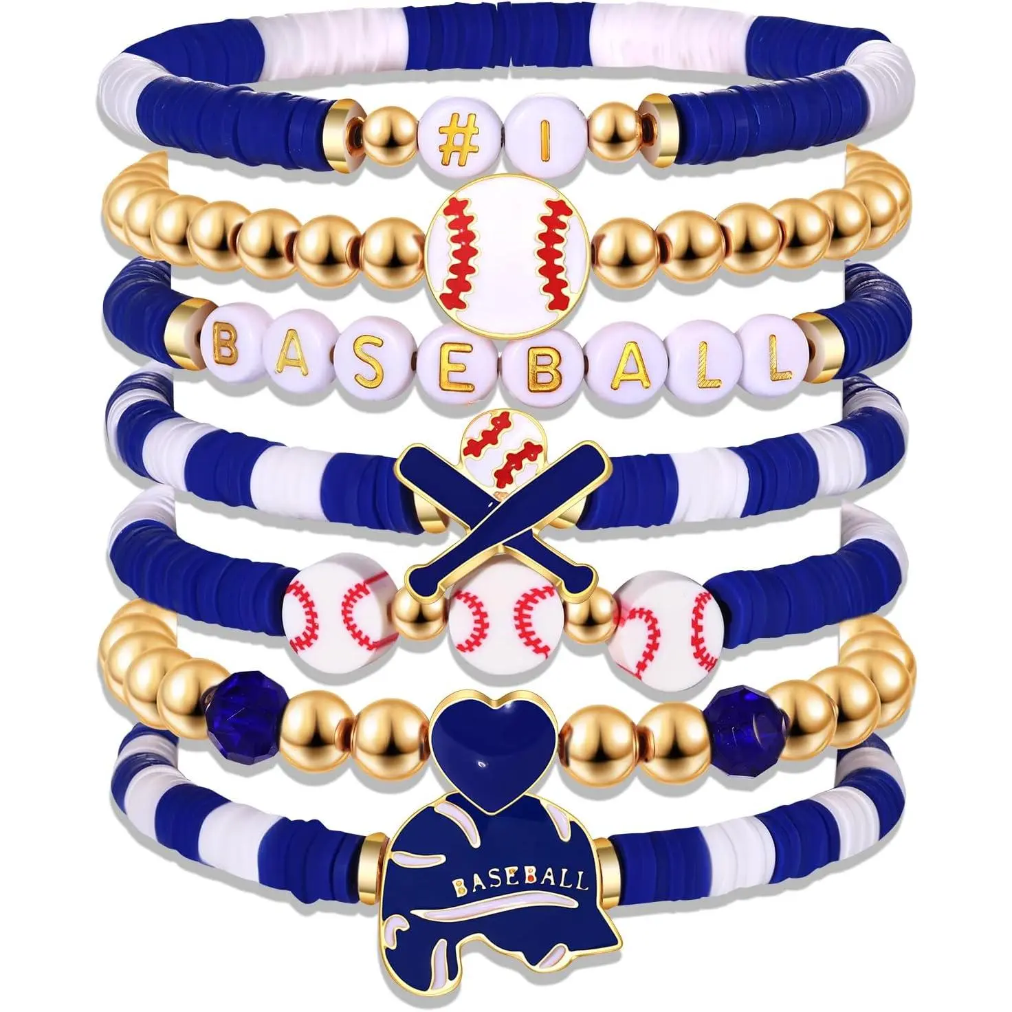 Baseball Bracelets for Women Stackable Orange Navy  Day Heishi Bracelets Preppy Friendship  Bracelet Softball Baseball  Accessories Party Favors Gifts