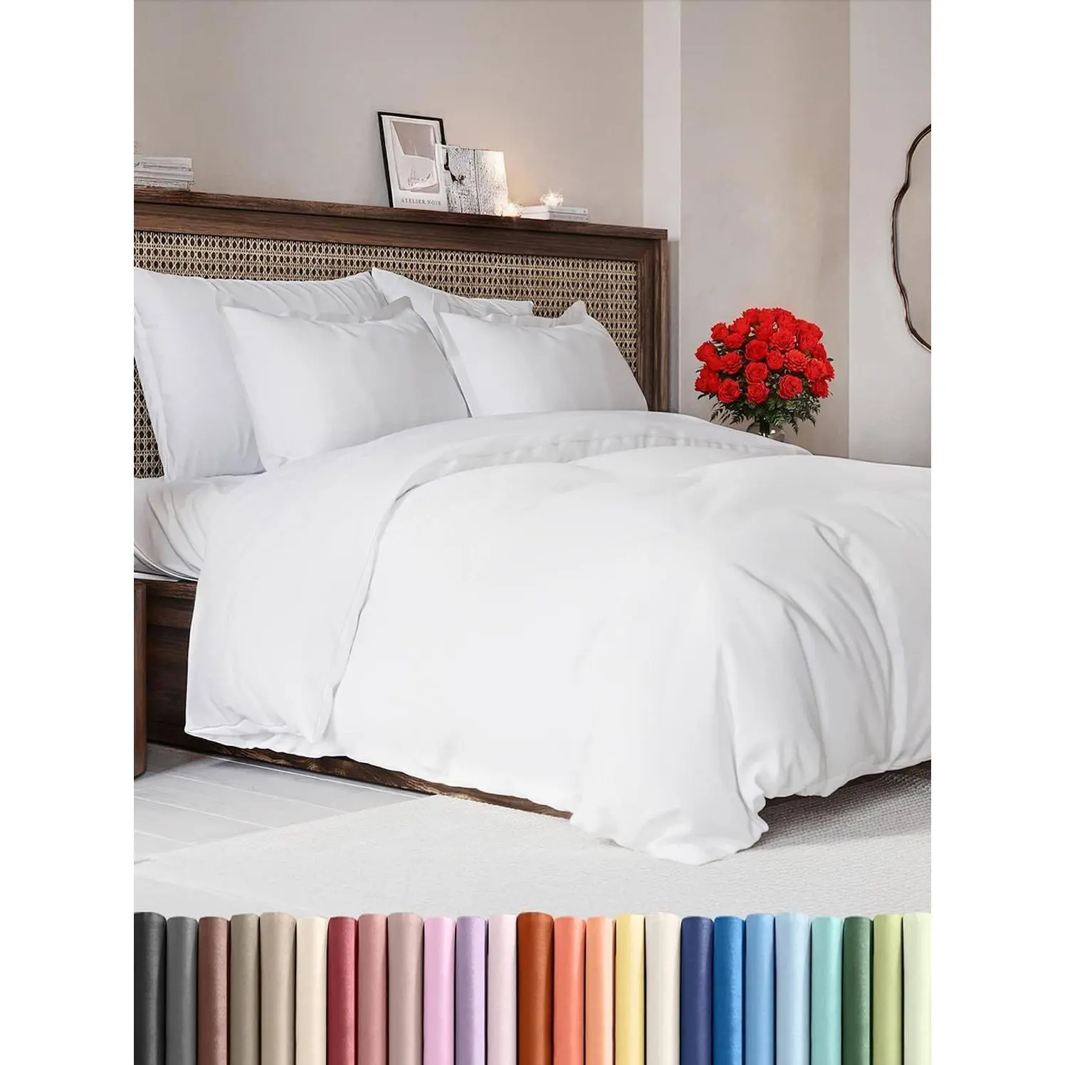 Duvet Cover Queen Size - Extra Soft 3 Piece Set with Zipper Closure - White, 90" x 90" Queen Duvet Cover with 2 Pillow Shams, Hotel Luxury with Zipper Closures & Ties, Comfy & Breathable
