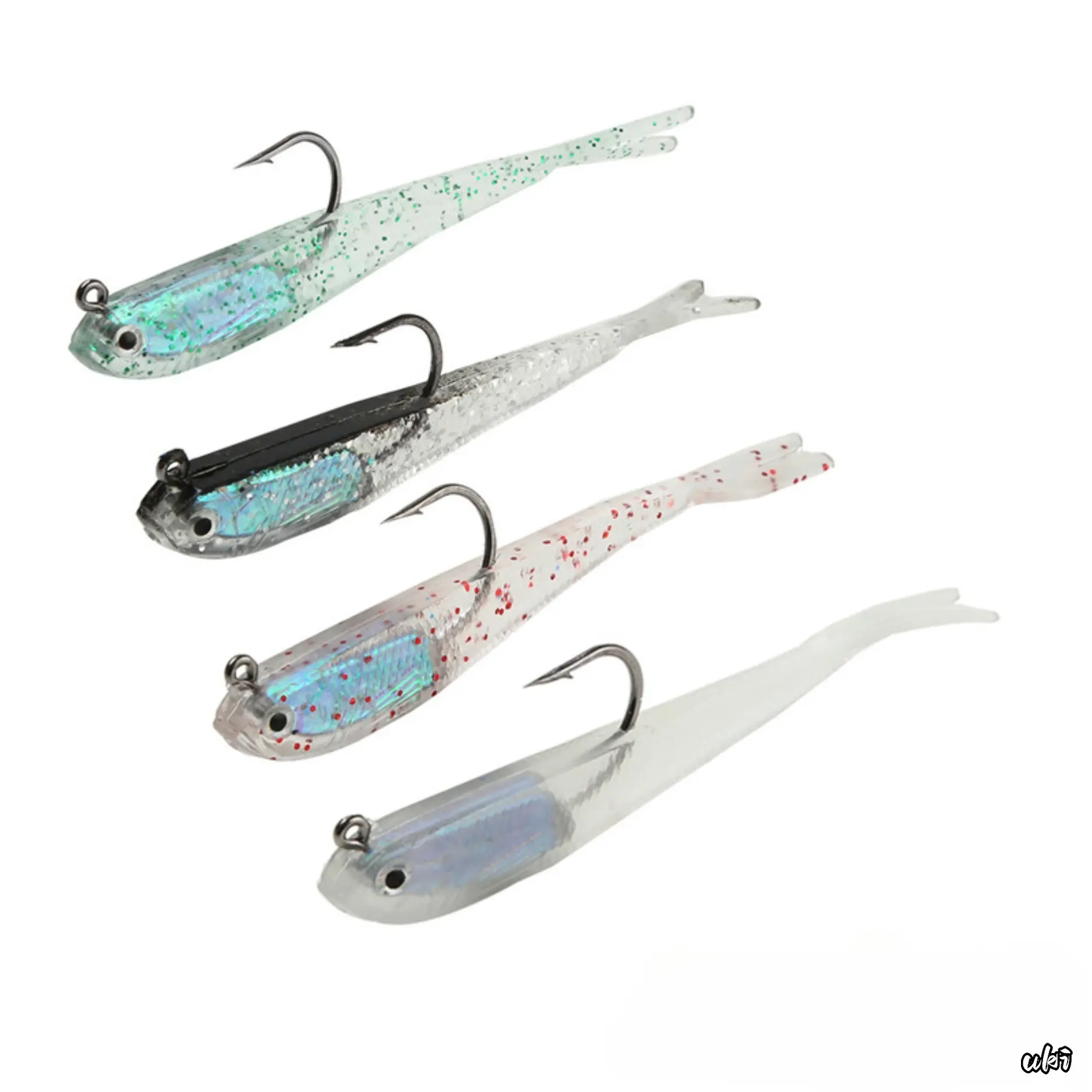 10-Pack Pre-Rigged Soft Lures, 75mm 6.5g Synthetic Fish-Shaped Swimbaits with Internal Lead Weight and Hook for Sea Fishing, Bright, 6.5G Weight, Fish Shape, Built-In Weight