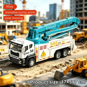 Alloy Engineering Toy Truck, Cement Pump Car, Durable Excavator Model, Kids' Construction Vehicle Playset, Safe & Fun Design