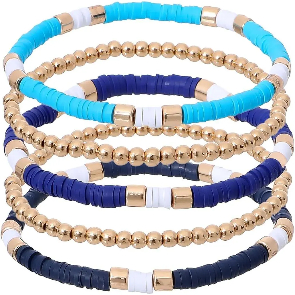 B-Blue Surfer Color & Gold Bead