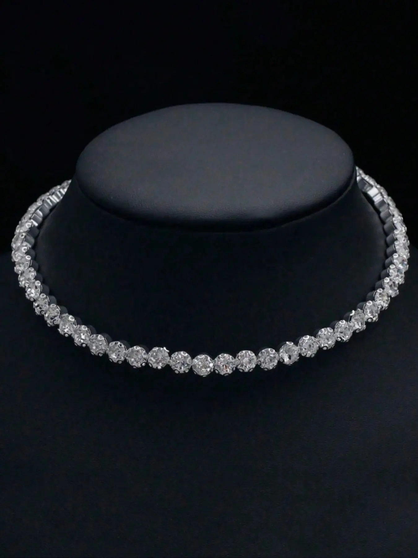 Minimalist Temperament Rhinestone Decorated Necklace, Fashionable Elegant Bridal Jewelry, Shiny Single-row Rhinestone Choker Necklace for Women
