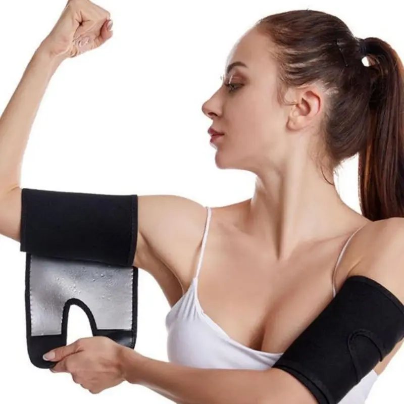 Pair of Sauna Sports Arm Sleeves, Chloroprene Rubber Compression Sweat-Wicking Arm Bands, Slimming Shaper, Fitness Accessories