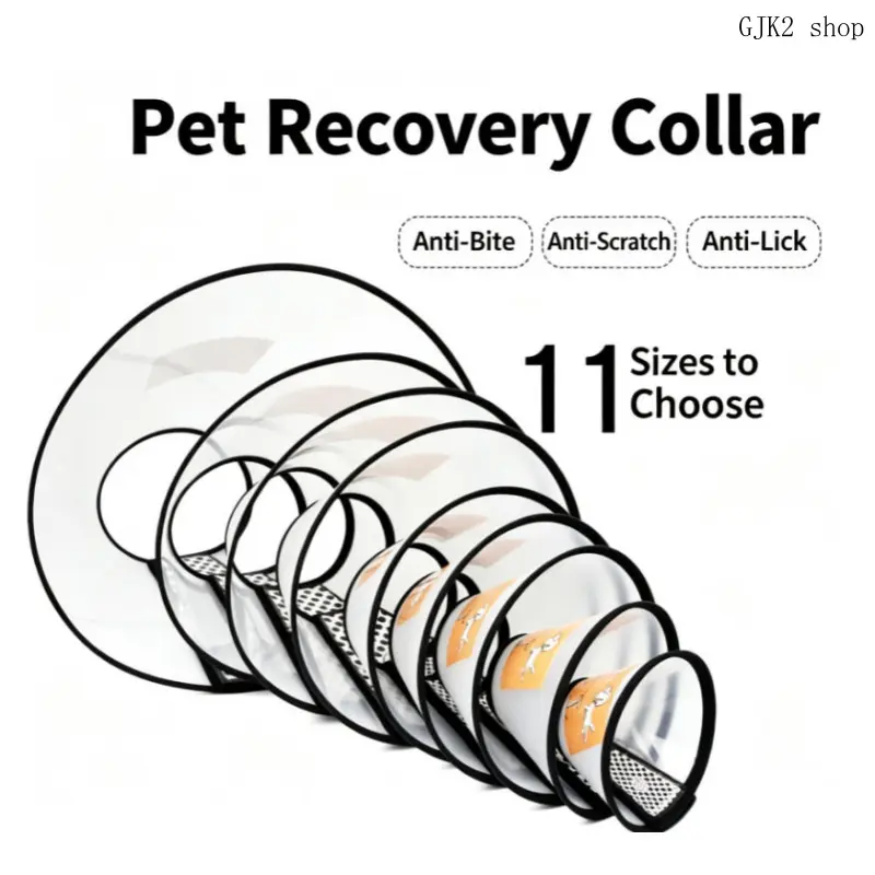 Pet Recovery Collar for Dogs Cats, Anti‑Bite Anti‑Lick Cone Collar After Surgery, 11 Sizes Available