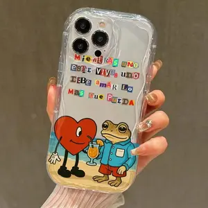 Fun Cartoon Beach Heart Frog Transparent Phone Case For iPhone 11 12 13 14 15 16 17 Pro Max Mini XS X XR 7 8 Plus 16E Air Cover