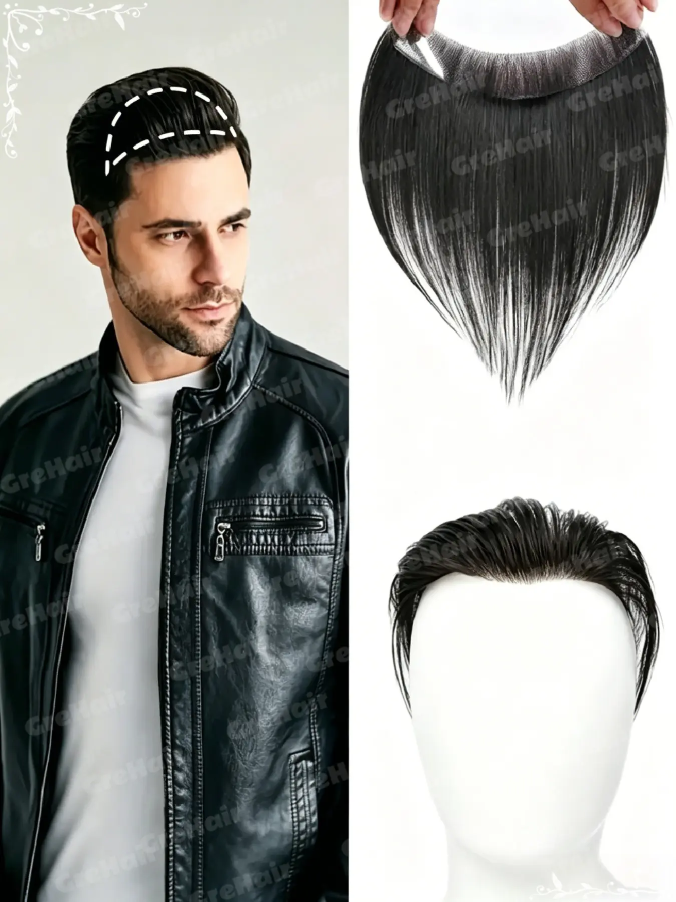 Unisex 6 Inch Human Hair Hairline Patch, Invisible Frontal Hairpiece, Natural Look, Daily Wear, High Forehead Coverage