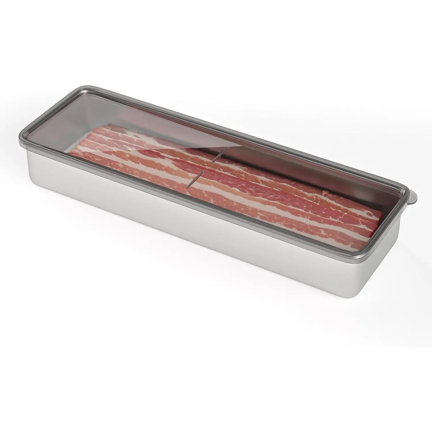 Bacon Container for Refrigerator, 1 Pack 304 Stainless Steel Container | Keep   | Airtight | Deli Meat Storage | Dishwasher Safe | Kitchen  Storage Containers | Elevated Base