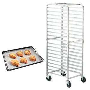 Bun Pan Rack, 20-Tier Bakery Racks With Brake Wheels, Aluminum Racking Trolley Storage For Half And Full Sheet Pans, Speed Rack For Kitchen And Home Use, Bread Baking Equipment, 26-Inch L By 20.4-Inch W By 70-Inch H
