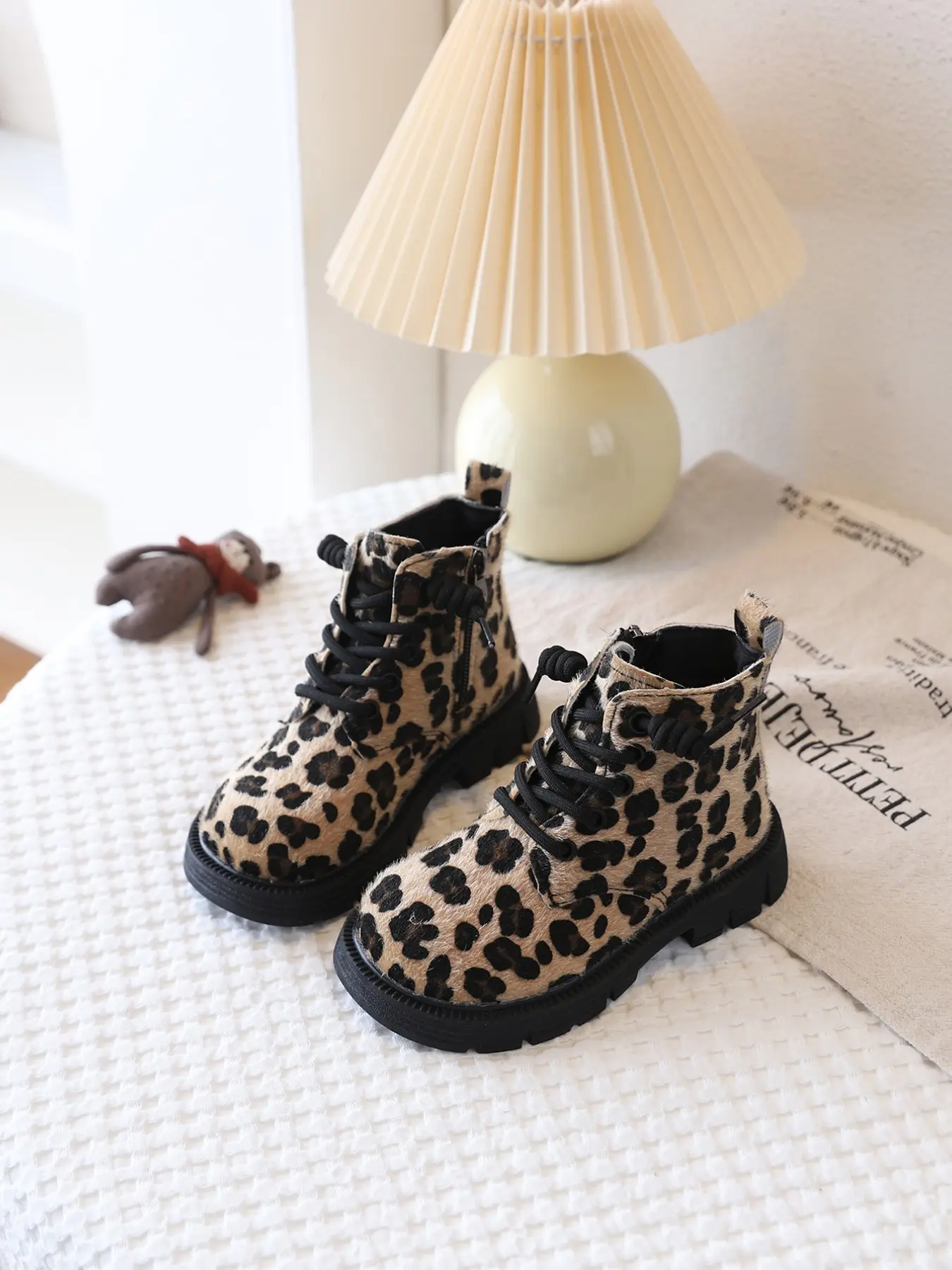 New Fashion Boots, Short Anti-Slip Outdoor Girls' Boots, Riding Boots, Street and School Style Leopard Print Shoes