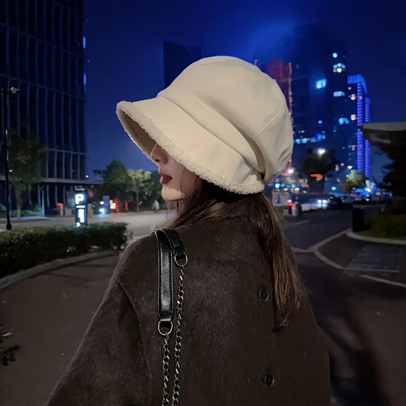 Women's Plush Bucket  – Cozy Fleece-Lined Winter  with Ear Protection, Non-Stretch Linen Fabric for Outdoor Cold Weather, Soft Warm Fashion Accessory for Streetwear, Travel, and Daily Wear Knit Heart Hat design beanie wool western newsboy unisex style
