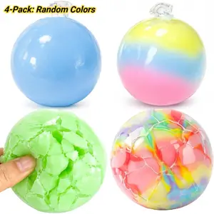 4Pcs Crispy Squishy Fidget Toys, Soft Slow Rising Squeeze Balls for Stress Relief, Sensory Toys for Anxiety Calming, Party Favors Birthday Gift Idea for Kids Teens Adults