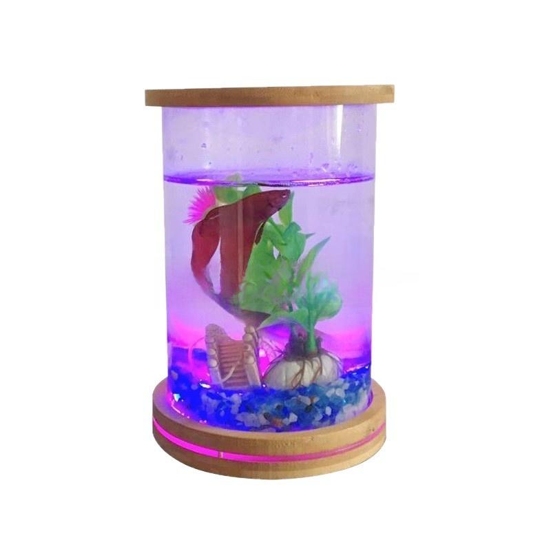 Acrylic Fish Tank Desktop Micro Landscape Round Tank Creative Ecological Small Fish Tank High Transparency Rotating Betta Tank with Light Acrylic Fish Tank Desktop Micro Landscape Round Tank Creative Ecological Small Fish Tank High Transparency Rotating Betta Tank with Light