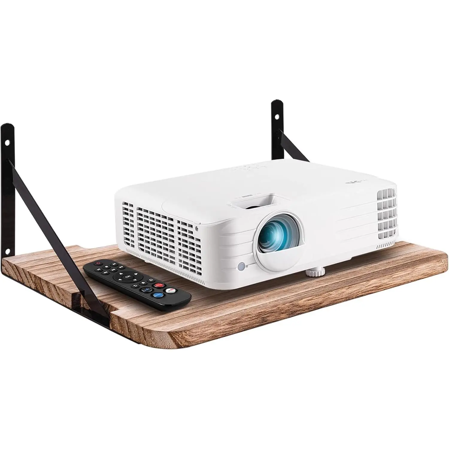 Floating Projector Shelf - 16.2" x 11" (L*W) Wood Wall Mount, Multi-Use Holder for Router, Modem, Cable Box, Xbox Series, PS5, PS4, Home Supplies Shelves with Decor Compatibility