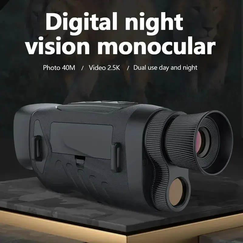 Digital Night-Vision Monocular with 40MP Camera, 6X Optical Zoom, 8X Digital Zoom, 2.5K Infrared Telescope, 32G Storage (Supports TF Cards), 984ft Distance, Adjustable, Lithium Battery, TPU Build, Waterproof for Fishing, Outdoor Camping, Cave Exploration