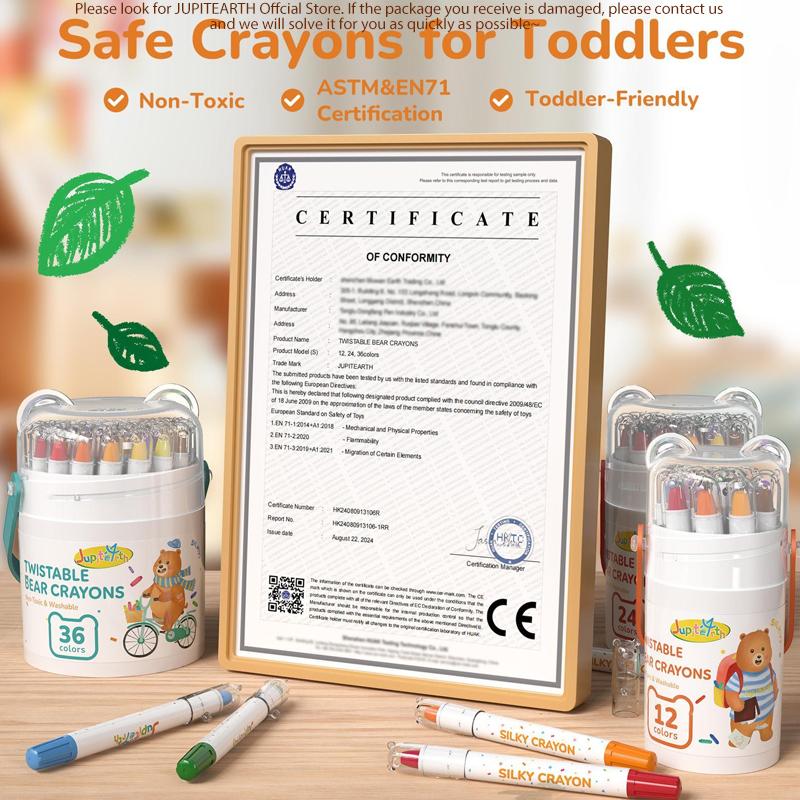 Twistable Jumbo Crayons Set, 36/24/12Colors Silky Smooth Gel Crayons and 6pcs Water Brush Pens, Washable Crayons, Watercolor Toddler Soft, Bear Crayons, gift for Boys GirlsDrawing/Painting/Beginners/Artists Art/School Supplies, valentines gift for bf Twistable Jumbo Crayons Set, 36/24/12Colors Silky Smooth Gel Crayons and 6pcs Water Brush Pens, Washable Crayons, Watercolor Toddler Soft, Bear Crayons, gift for Boys GirlsDrawing/Painting/Beginners/Artists Art/School Supplies, valentines gift for bf