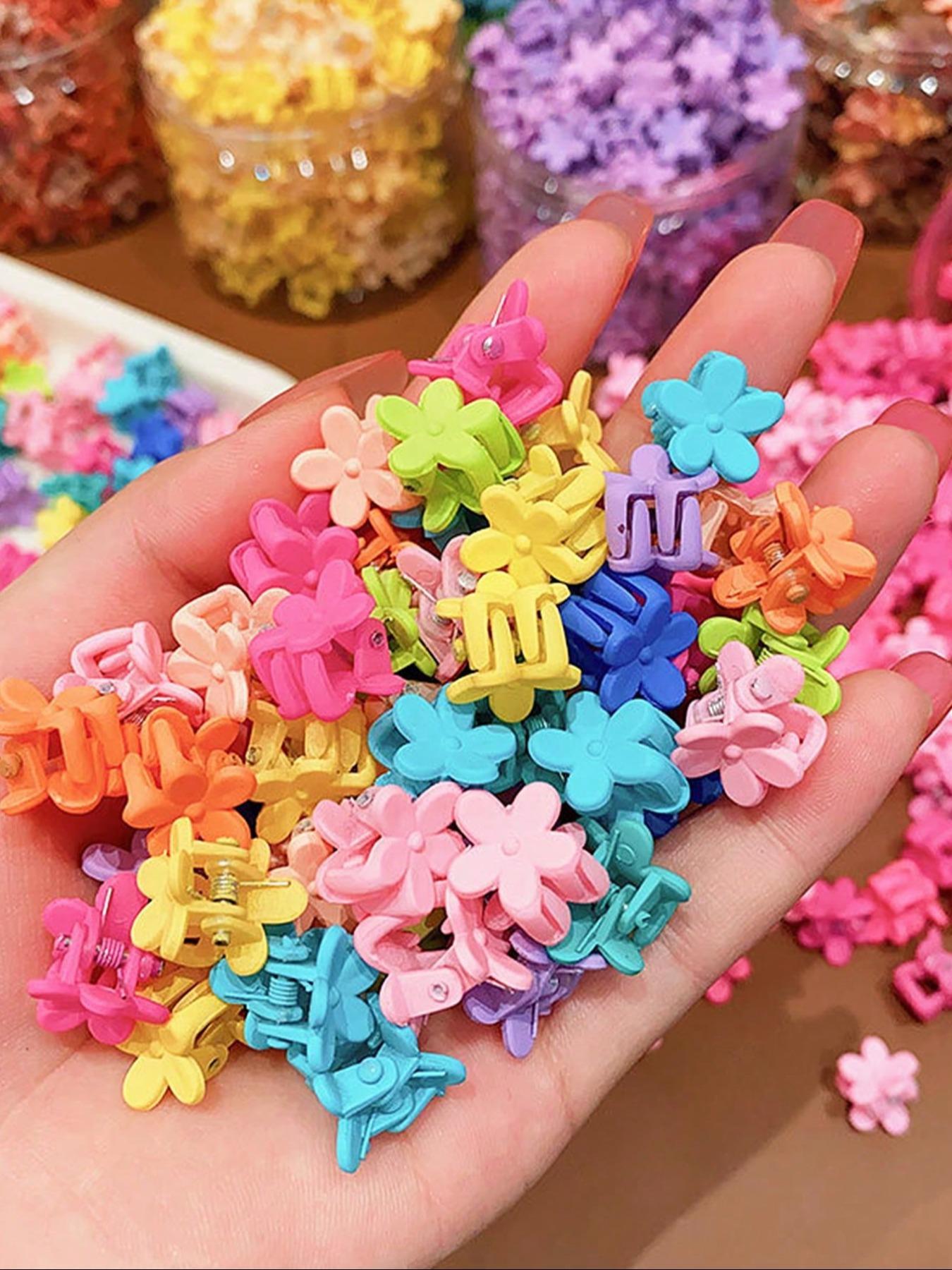 Random Color Flower Design Mini Hair Claws, Cute Colorful Hair Accessories for Women & Girls, Minimalist Headwear Suitable for Thick Hair, Super Cute Clips, Hair Clip Set, Hair Decor