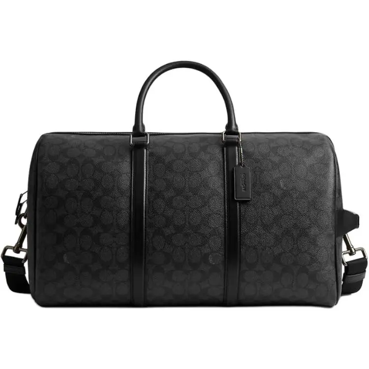 COACH Venturer 45 Large Travel Bag for Women – Logo-Printed Faux Leather – Black