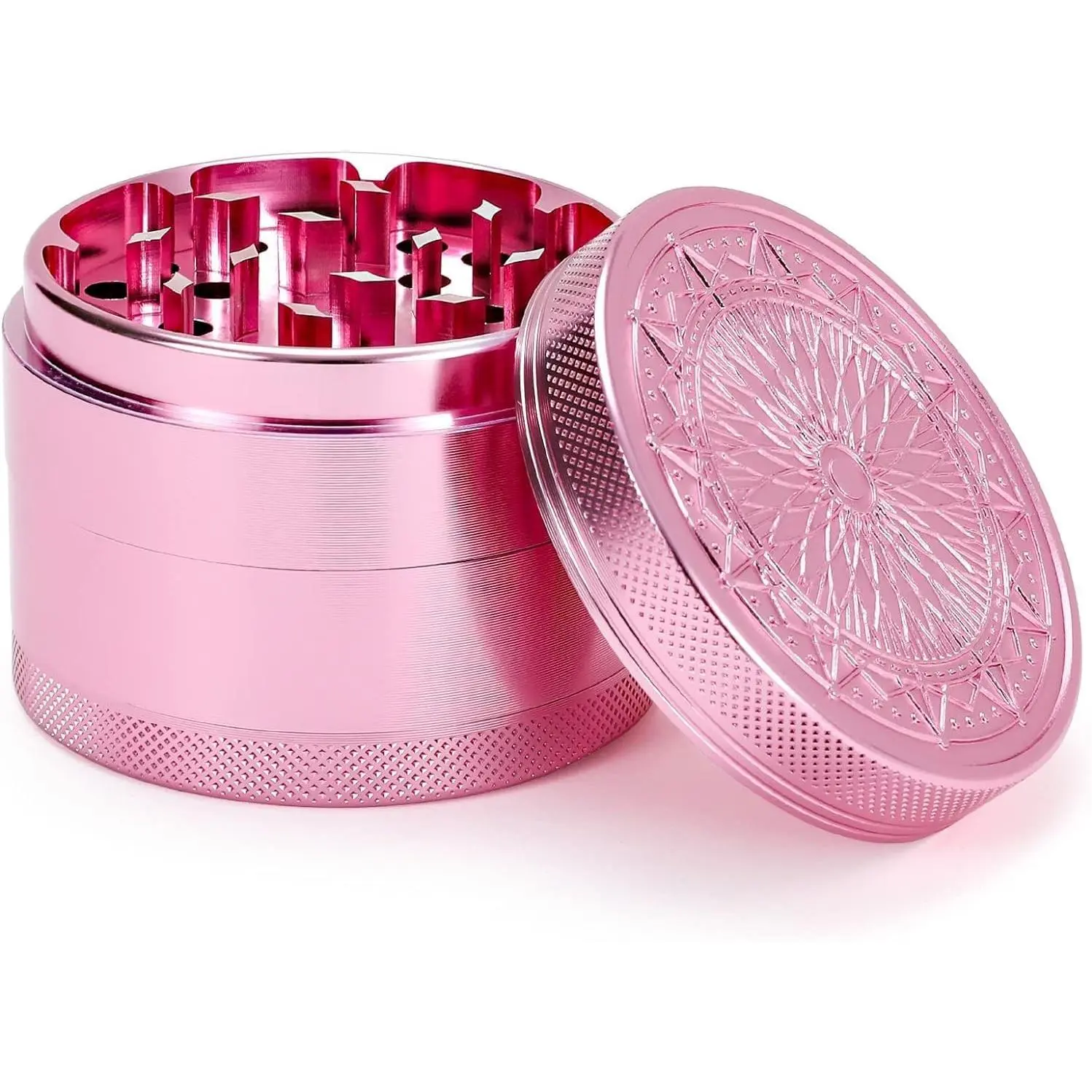 2.5 Inch Grinder - Large Kitchen Grinder with Exquisite Pattern, Pink