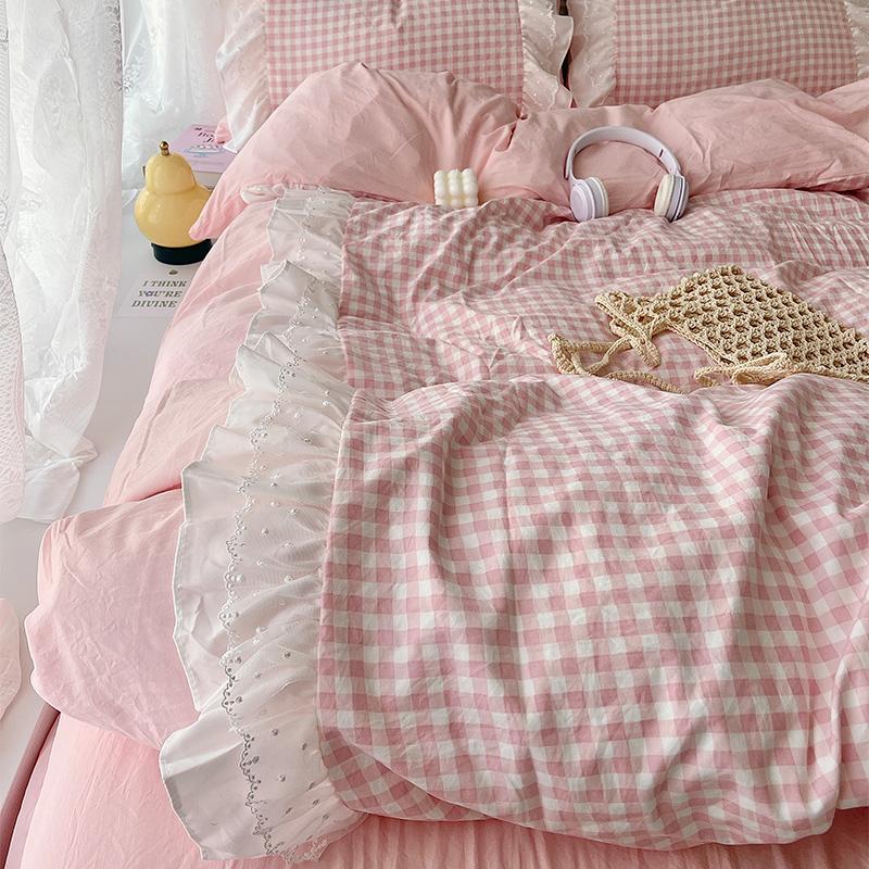 Plaid Pattern Bedding Set, Soft Comfortable Bedspread & 1/ Pillowcase without Filler, Bedding Supplies for Home Bedroom Hotel