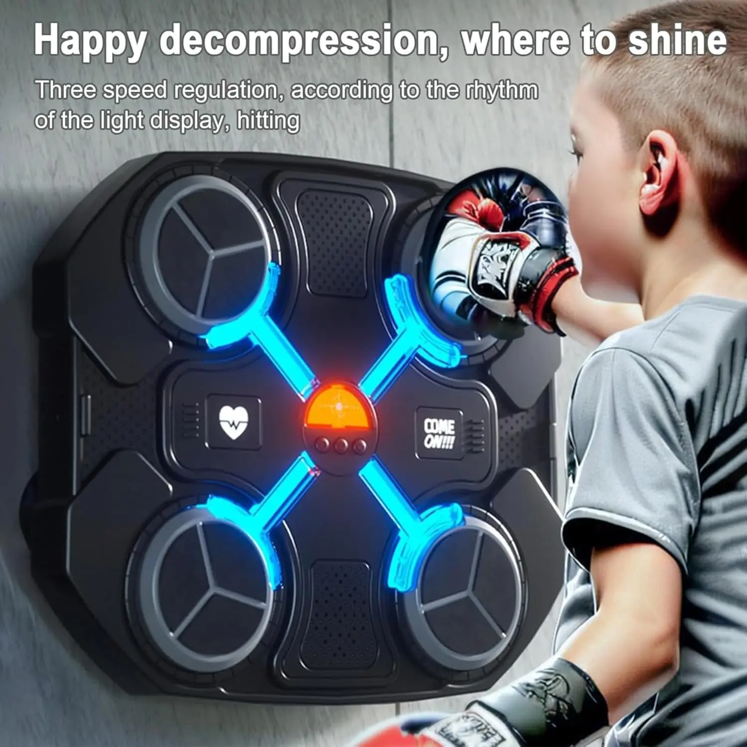 music boxing machine Music Boxing Machine Wall Mounted Smart Boxing Music Workout Machine Trainer with LED Electronic Agility Training Digital Boxing for Adults Boys Girls Indoor Home Gym Equipment(Bl