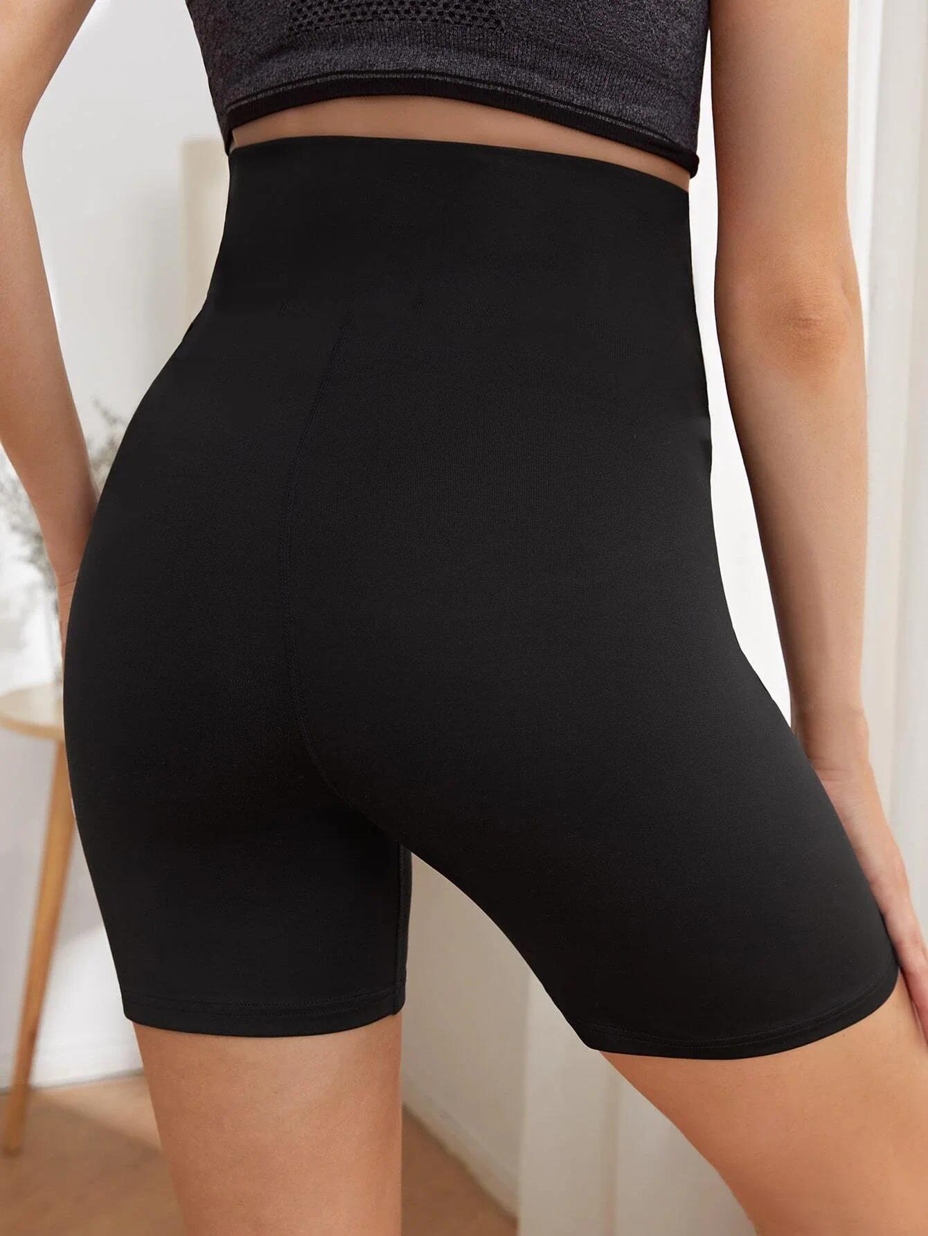 Black Summer Maternity Leggings with Abdominal Support, Casual Stretchy Versatile Sports Maternity  Shorts, Three-Point Length