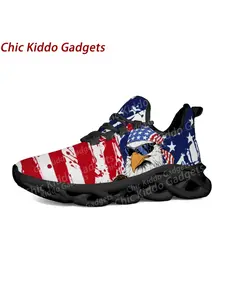 American 250 Independence Day Exclusive American Flag Personalized Design Men Woman Lace Up Trainers Fashion Comfortable PatrioticPrint Unique Men's Colorblock Lace Up Breathable Running Shoes