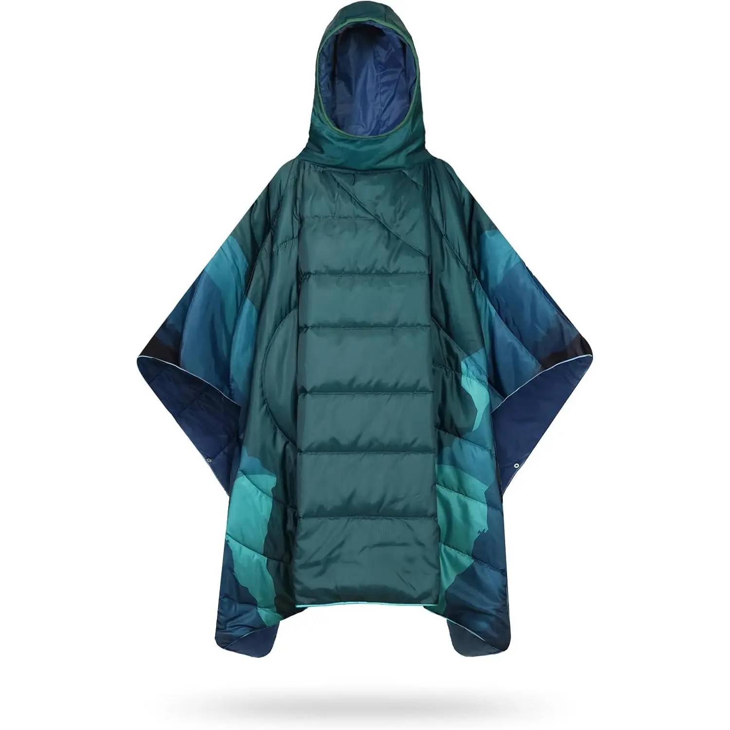 Unisex Poncho Hooded Camping Blanket - Large Adult Size, Waterproof, Windproof, Warm, Durable, Portable, Machine Washable, 75x54 in Full Length for Hiking, Travel