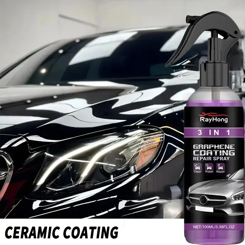 3-In-1 Car Ceramic Nano Coating Liquid, Hydrophobic Protection & Water Wash, Professional Auto Detailing Tool for Paint Care, Nano Spray Coating