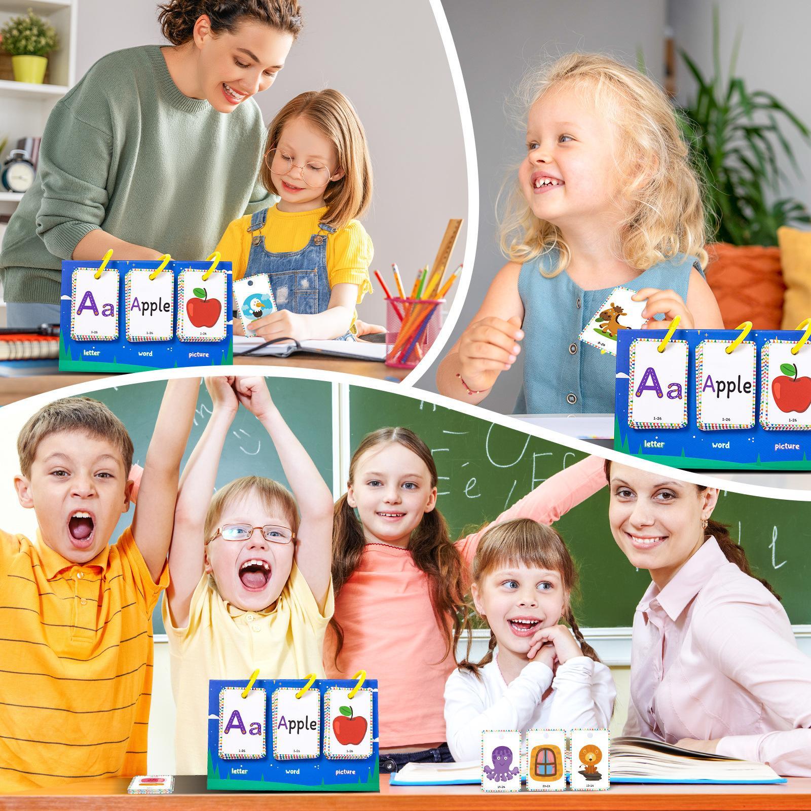 Random Color CVC Words Game, 1 Set Phonics Game for Home School, Sight Words Flash Cards Spelling Reading Learning Games, Bilingual Instruction Cards
