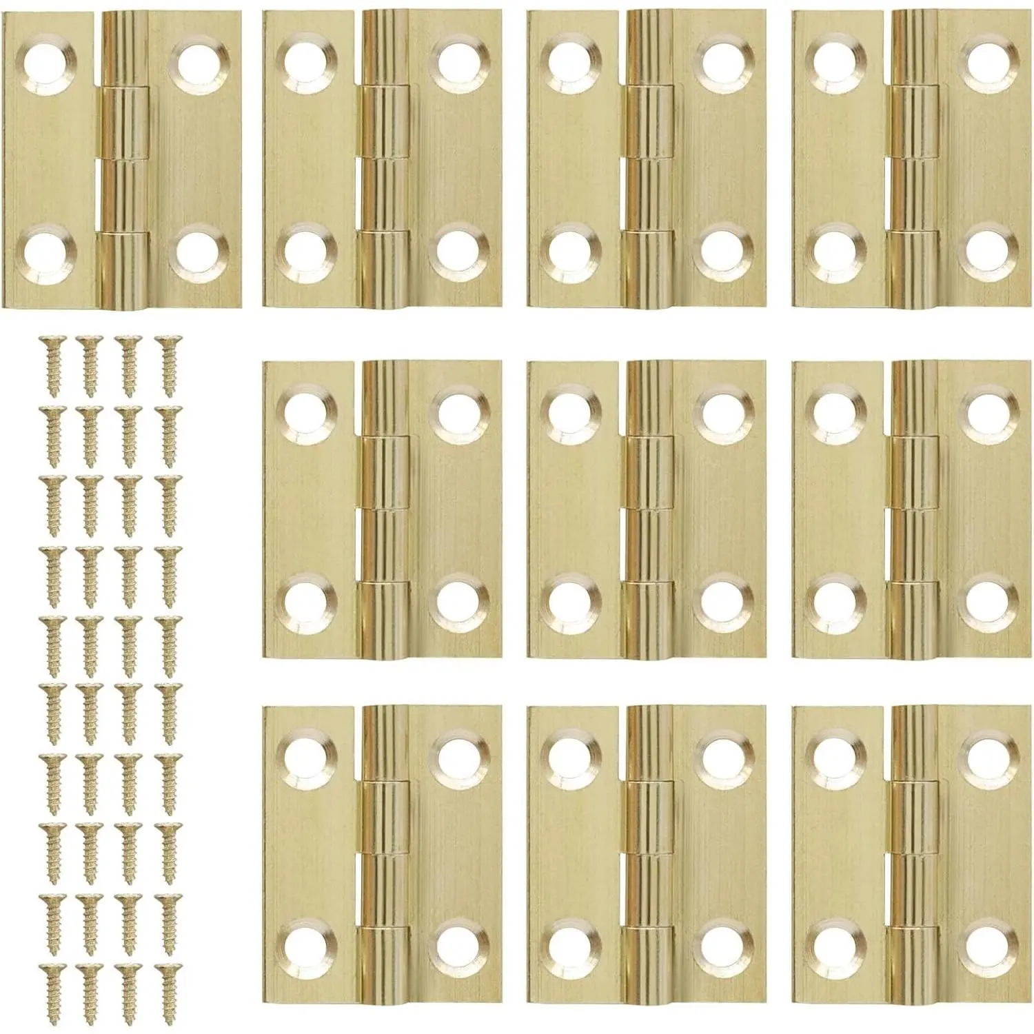 Brass Mini Hinges 10 Pack 1 Inch
