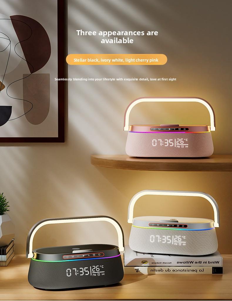 Best-selling all-in-one wireless charger, colorful LED smart desktop clock, alarm clock, portable Bluetooth speaker