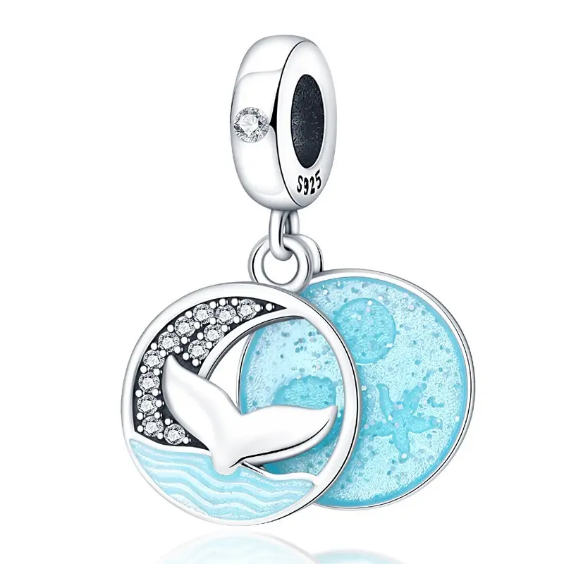 925 Sterling Silver Ocean Blue Charm For Bracelets & Necklace Pendents