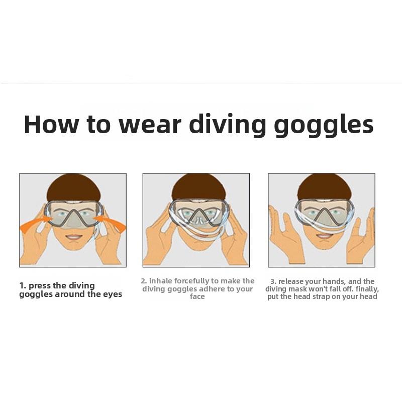 Swimming diving goggles, nose protection, integrated silicone mask, scuba deep water snorkeling equipment, diving mask     stealth snorkel