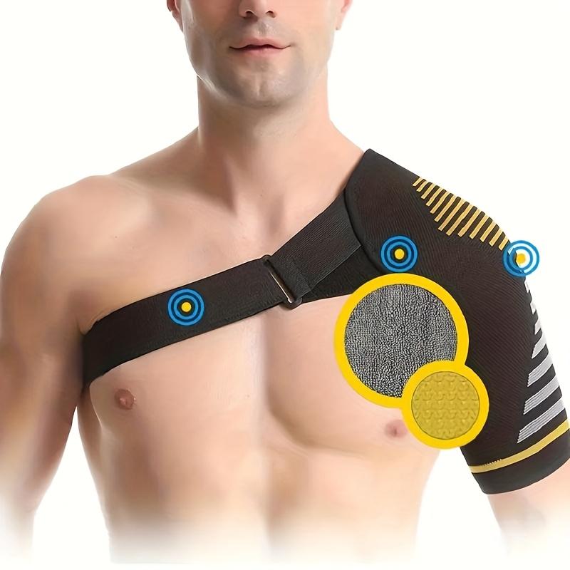 Breathable Compression Shoulder Brace for Men & Women -Adjustable Shoulder Support Belt with Ergonomic Design, Moisture-Wicking Fabric & Red Accent Stripes - Ideal for Gym, Heavy Lifting, Home Office & Sports Injury Recovery, Gym Essential