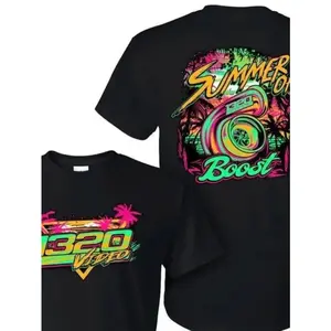 1320 Video Enhanced T-Shirt for Men with Neon Turbocharger Graphic - 1320 for all-Season Digital Print Racing Tee, Soft Streetwear Short Sleeve Shirt for Car Enthusiasts & Motorsport Events, Machine Washable Casual Top