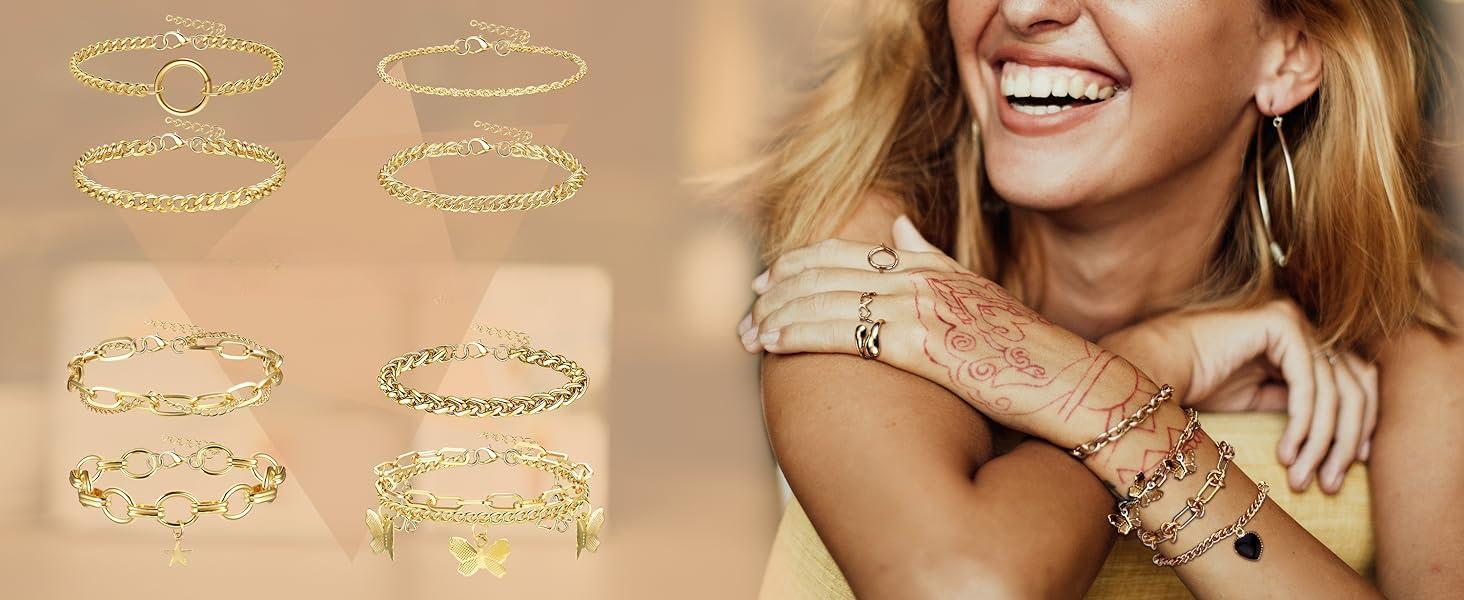Jstyle 25 Pcs Bracelet And Rings Set For Women Stack Stackable Chain Silver Golden Plated Filled Bracelet Pack Chunky Adjustable Statement Large Ring Layered Dainty Simple Bracelets And Rings Jewelry Daily Jstyle 25 Pcs Bracelet And Rings Set For Women Stack Stackable Chain Silver Golden Plated Filled Bracelet Pack Chunky Adjustable Statement Large Ring Layered Dainty Simple Bracelets And Rings Jewelry Daily