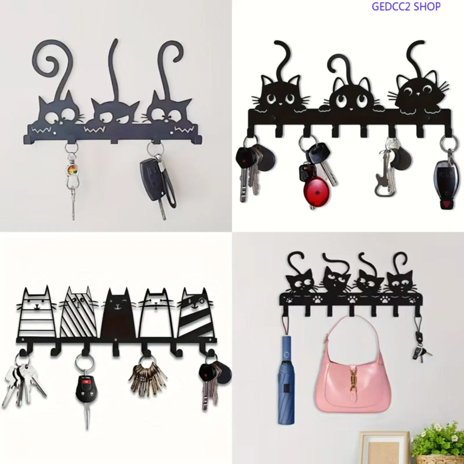 Modern Metal Hook Rack with Shelf, Wall Mounted Entryway Organizer with Multiple Hooks for Keys Storage, Coats, and Towels