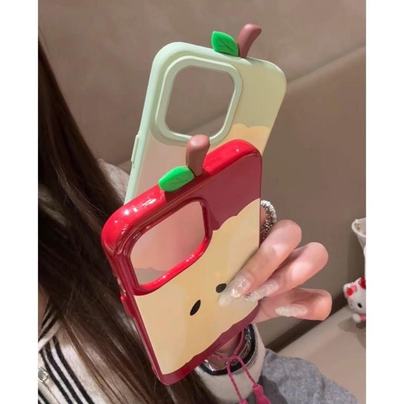 Cute 3D Apple Core Phone Case, Creative Fruit Shape Protective Cover Compatible With Smartphones 15/16 Pro Max