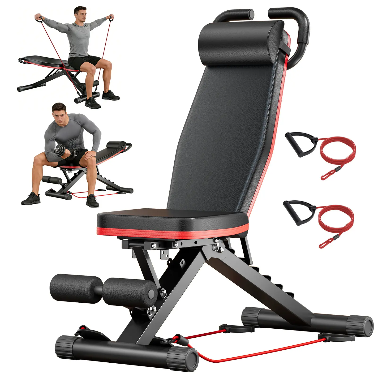 Pre-Assembled Foldable Dumbbell Bench, 14-in-1 Multi-Functional Weight Bench, 1000LBS Capacity Workout Bench, 6 Adjustable Incline Levels, Suitable Fitness Equipment for Home And Gym Strength Training
