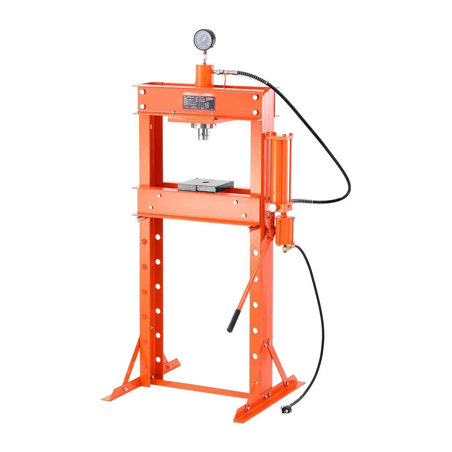 【DealsForYouDays】VEVOR Hydraulic Shop Press, 30 T H-Frame Pneumatic Shop Press with Press Plate Triangular Support, Stable Garage Floor Adjustable Hydraulic Press with Relief Valve, Fit for Bending Straightening
