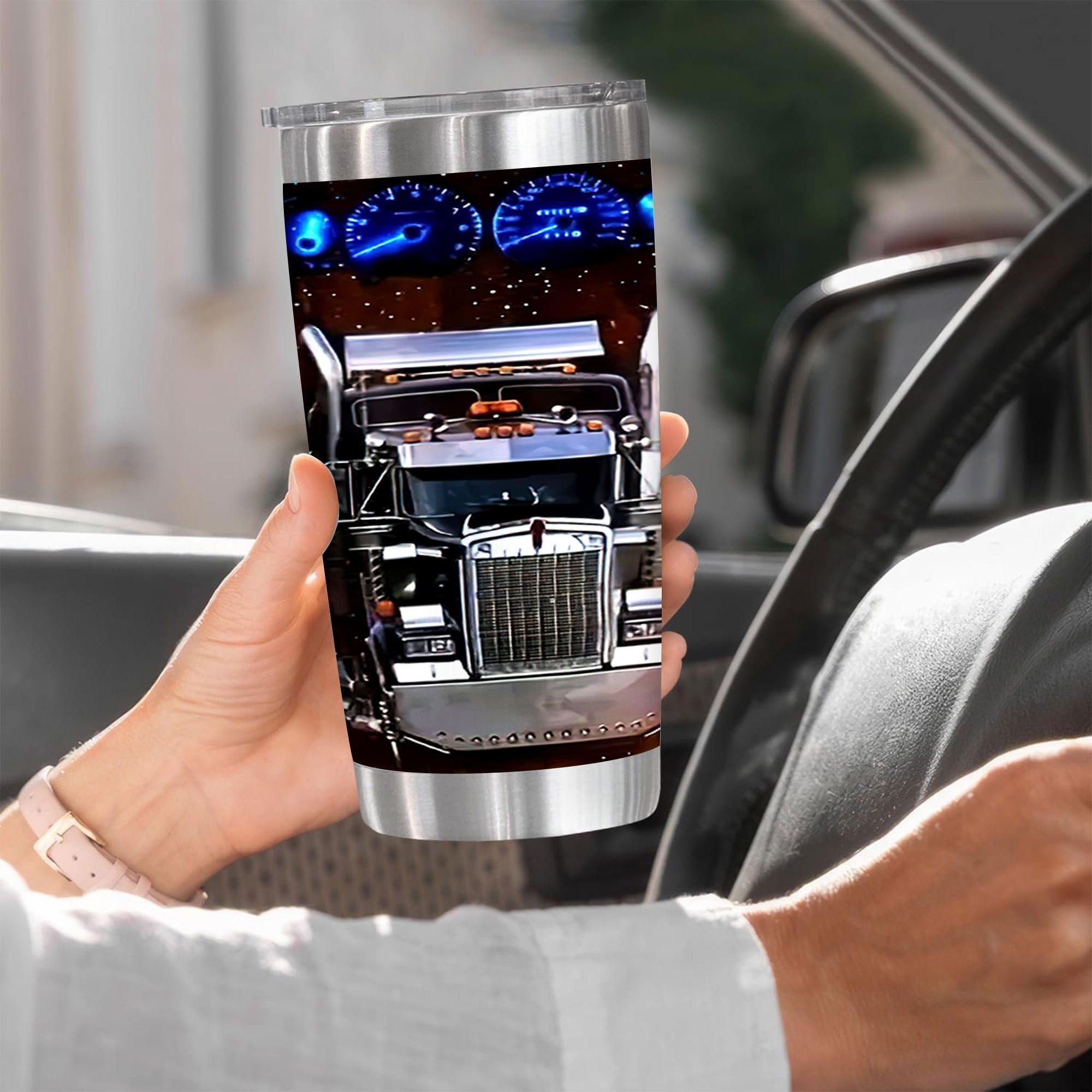 1 20 oz 70 foot and 40 ton semi truck mug, double wall vacuum insulated travel mug, leak proof cover, perfect gift for mom and dad, perfect for Christmas, Thanksgiving, Valentine's Day, Mother's Day, Father's Day, Birthday presents, coffee mugs