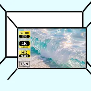 60-72-84-100-120-150 inches, multifunctional double-sided, easy to clean, soft white portable, 16:9 high-definition foldable indoor/outdoor projection screen, with portable bag, Hd Projection Screen, suitable for home theater, camping, Projector screen
