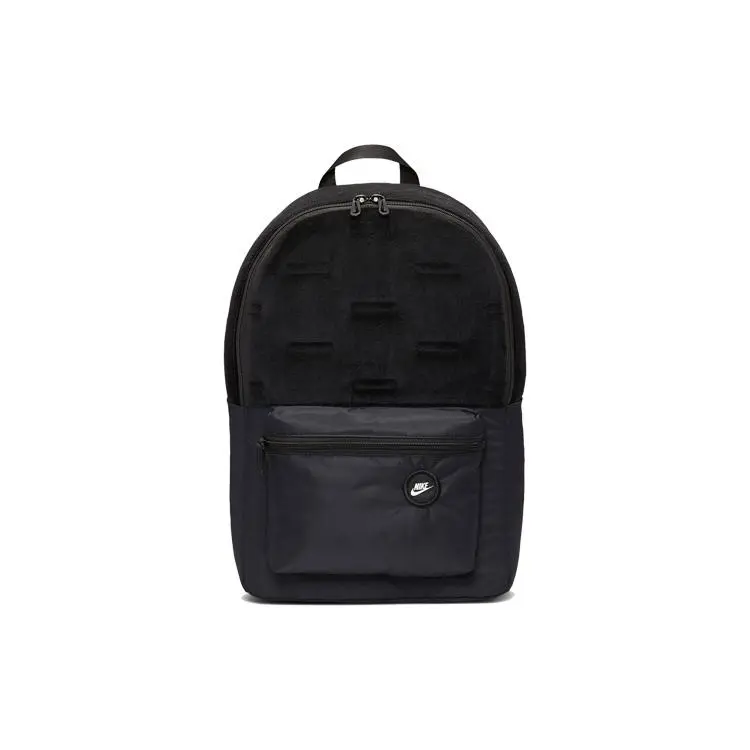 Nike Heritage Velvet-Trim Logo Backpack for Students and Couples, Minimalist Style in Black